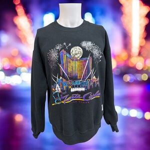 Vtg Monte Carlo Casino Mens L Crewneck Las Vegas Graphic USA Puffed Fireworks